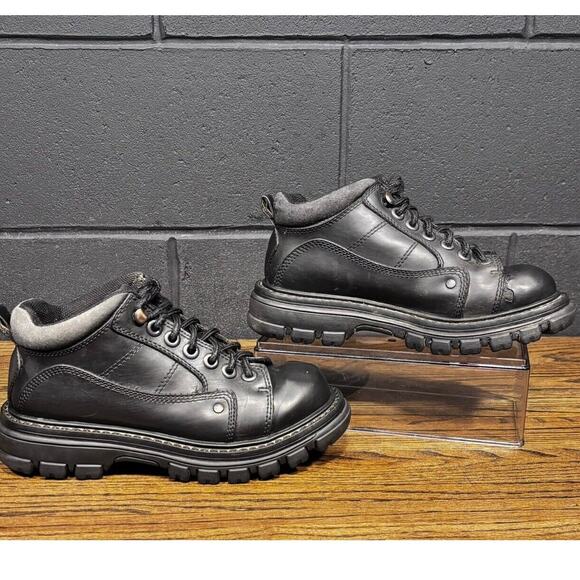 Y2K 90s Vintage FADED GLORY Chunky Black Lace Up Platform Boots Women’s 6.5 - Picture 1 of 8